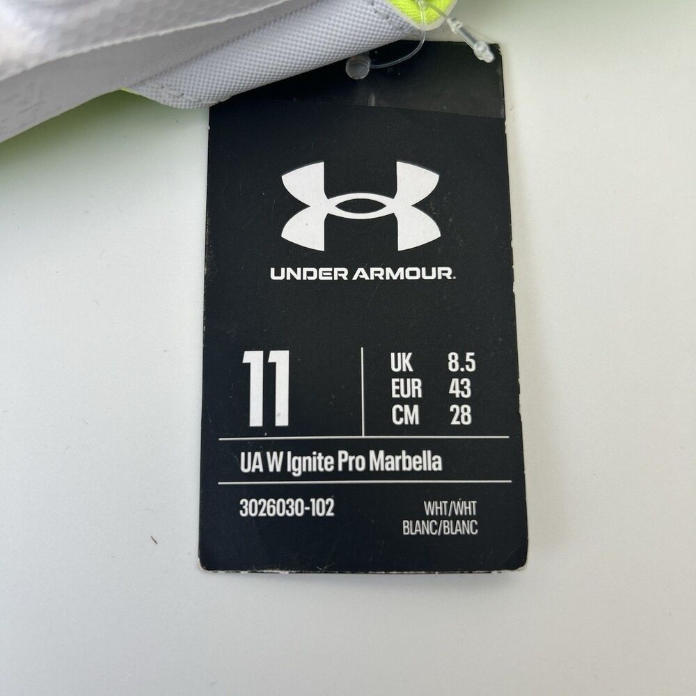 Under Armour Womens Size 11 Ignite Pro Marbella Flip Flops Sandal White/Neon - Picture 4 of 5